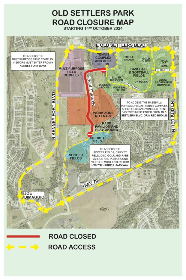 Old Settlers Park Harrell Parkway closure: What you need to know